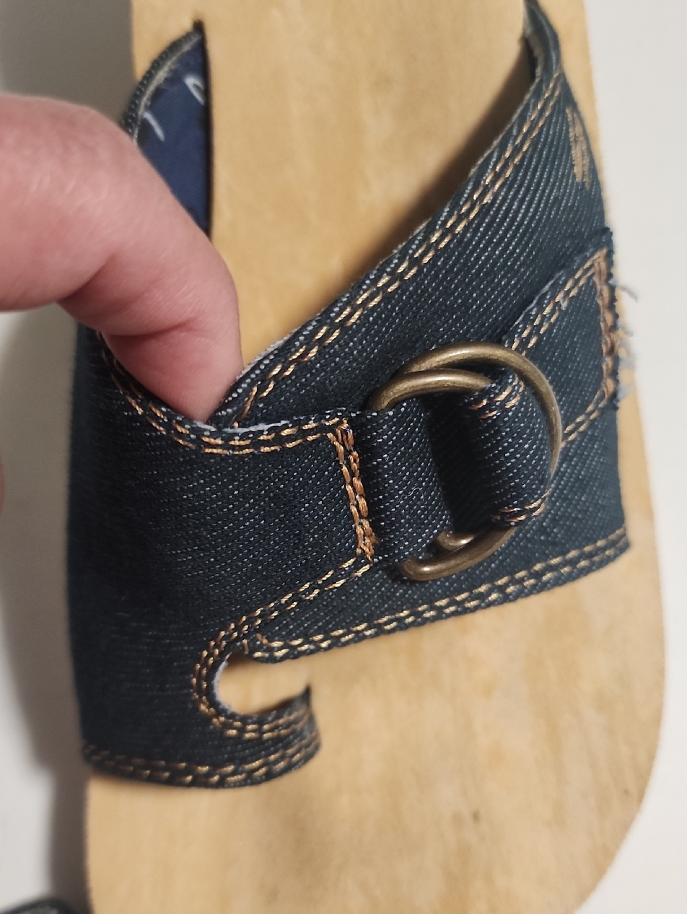 Skechers Denim Slide Mules in Dark Blue with Buckle - Picture 3 of 12